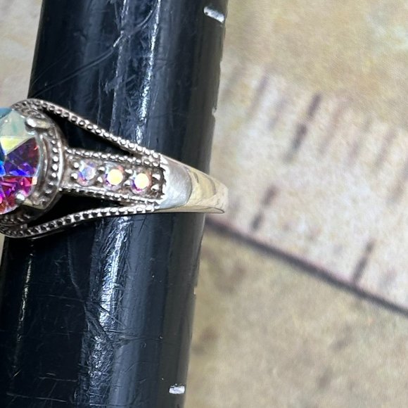 Estate Mystic Topaz Sterling Silver Marked 925 Round Cut Ring D'Joy - Picture 7 of 9